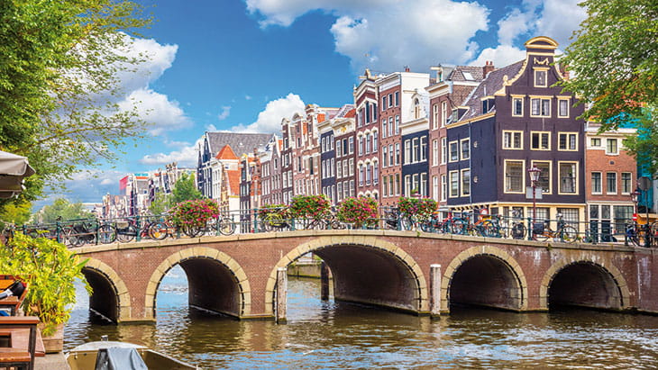 Amsterdam canals in Summer, Netherlands